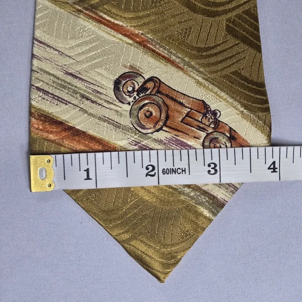 Vintage Chaps Ralph Lauren Mens Silk Tie Antique Race Cars Roadster Racing NEW
